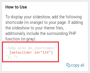 Meta Slider Shortcode and Script