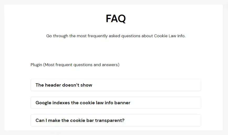 plugin faq section